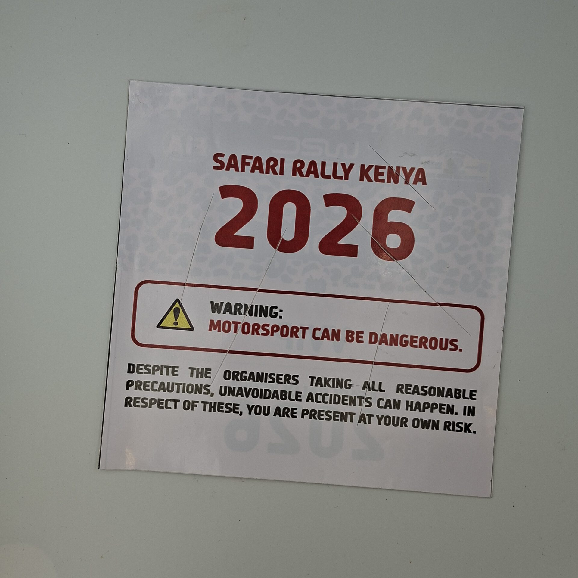 Windscreen access sticker